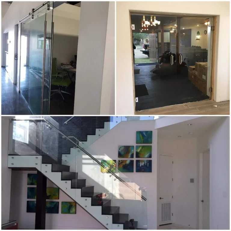 Glass stair railing panels installed by USA GLASS