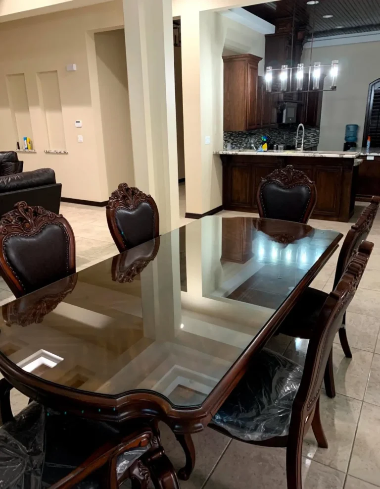 Glass table top cut and installed by USA GLASS