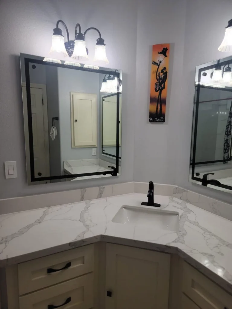 Pair of bathroom vanity mirrors installed by USA GLASS